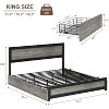 Bed Frame with Headboard, Platform Bed Frame with 4 Storage Drawers and Charge Station, Solid Metal Slats Support, Noise Free - 2 of 4