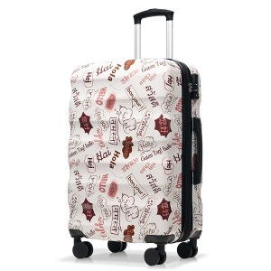 SEVOBAL Luggage 24 Inch Expandable Checked Luggage, Lightweight Glossy Hardshell Travel Suitcase with Spinner Wheels TSA Lock, White, 17.3"*11"*26.2" - 1 of 4
