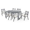 Christopher Knight Home Terpsichore Outdoor Aluminum 7 Piece Dining Set with Water-Resistant Cushion, Black/Ivory - 3 of 4