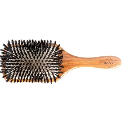 Shine & Condition Hair Brush | 100% Natural Bristle + Nylon Pin | Pure Bamboo Handle | Medium Paddle | Striped Finish | Model 847 - SB