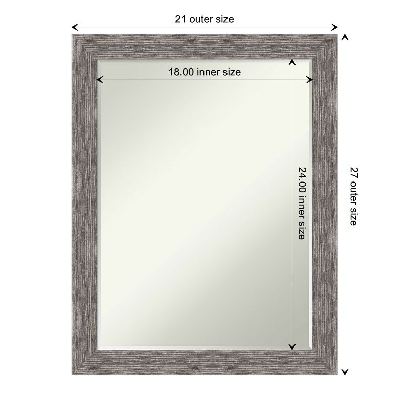 Amanti Art Pinstripe Plank Grey Narrow Petite Bevel Bathroom Wall Mirror 27.5 x 21.5 in., 4 of 9