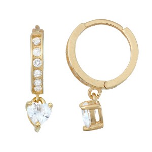Junior Jewels 14K Gold Over Sterling Silver Children's Heart Dangle Earrings - 1 of 2