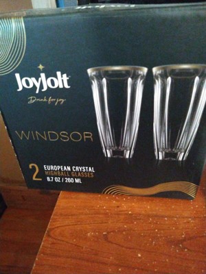 JoyJolt Set of (2) 8.7-oz Windsor Crystal Highball Glasses ,Clear