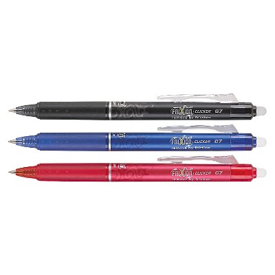 Pilot® FriXion Clicker Erasable Gel Ink Retractable Pen, Assorted Ink, .7mm, 3ct