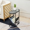 LOVMOR  Glass Oval Small Side Tables Living Room Small Space With Magazines Organizer Storage Space (Set of 2) - 2 of 4