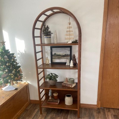 72" Holladay Curved Wooden Bookcase Natural - Threshold™ Designed With
