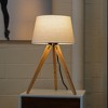 Birch 3-Leg Wooden Bar Table Lamp – Natural & Black Finish, Hotel-Style LED Bedside/Desk Light, 110V Plug-In - 2 of 4