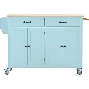 XINGHANZHENXUAN White Rolling Kitchen Island Cart, 4-Door Storage Cabinet, Drawers, Adjustable Shelves, Spice Rack, and Locking Wheels - 1 of 4