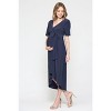 Hello Miz Women's Hi-Low Short Sleeve V Neck Maternity Wrap Dress with Belt - 2 of 4