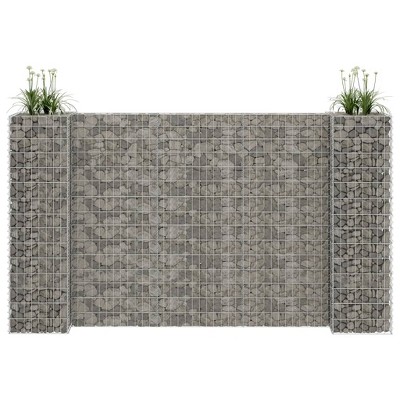 vidaXL Gabion Planter Silver Steel wire 102.4 x 15.7 x 15.7 in