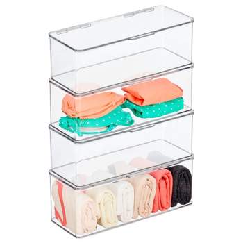Mdesign Clarity Plastic Stackable Bedroom Closet Storage Organizer With ...