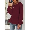 Coolmee Women's Fall Puff Sleeve Peplum Casual Slim Fit Knit Pullover Sweater Jumper Tops - 2 of 4
