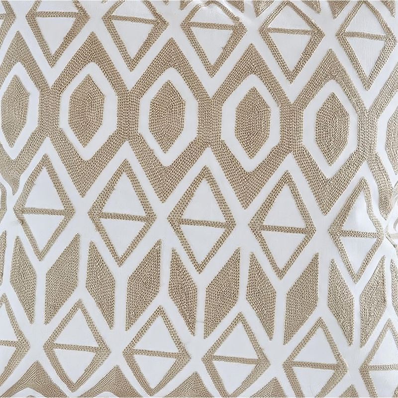 LIVN CO. Geometric Embroidered Cotton Square Decorative Pillow Taupe 18x18", 3 of 5
