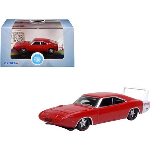1969 Dodge Charger Daytona Red with White Stripe 1/87 (HO) Scale Diecast Model Car by Oxford Diecast - 1 of 4