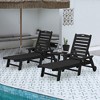 Outdoor HDPE Lounge Chair with Adjustable Backrest, Wheels, and Comfortable Armrests Folding Patio Lounge Chair for Poolside, Patio-- Frevyn - 2 of 4