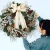Christmas Wreath with Timer, Xmas Wreath with Light Antlers Bowknot Pine Cones Balls, Wreath for Front Door Indoor Outdoor Holiday Decor - 4 of 4