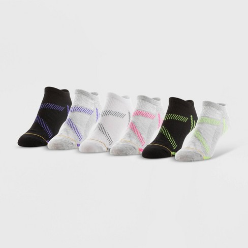 Peds Women's High-Cut Full Cushion 4pk Sport No Show Socks - White/Heather  Gray/Black 5-10