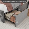 King Size Bed Frame with Button Wingback Headboard and 4 Drawers, Velvet Upholstered Platform Bed with LED Lights, No Box Spring Needed - 4 of 4