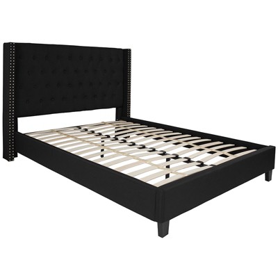 Glenwillow Home Mcm Upholstered Platform Bed, Nailhead Trim Button ...