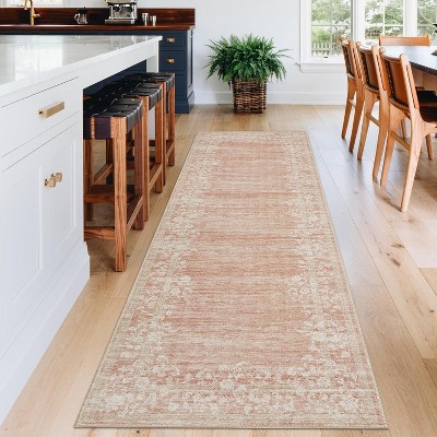 Large Modern Floral Bordered Area Rug, Washable and Stain Resistant, Low Pile Soft Touch Carpet, Folding Floor Cover for Bedroom and Apartment.