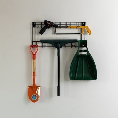 Black Steel Wall Mount Garden Tool Storage Rack