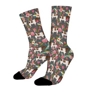 Shorthorn Cattle Fabric Cow Farm Women Printed Crew Socks Funny Funky Socks Soft Polyester Novelty Gifts for Artists Men - 1 of 1