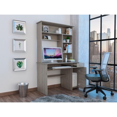 CAVINAS Classic Writing Desk with Hutch and Keyboard Tray,5 Shelves,CPU Panel and Drawer Storage for Home Office Workspace