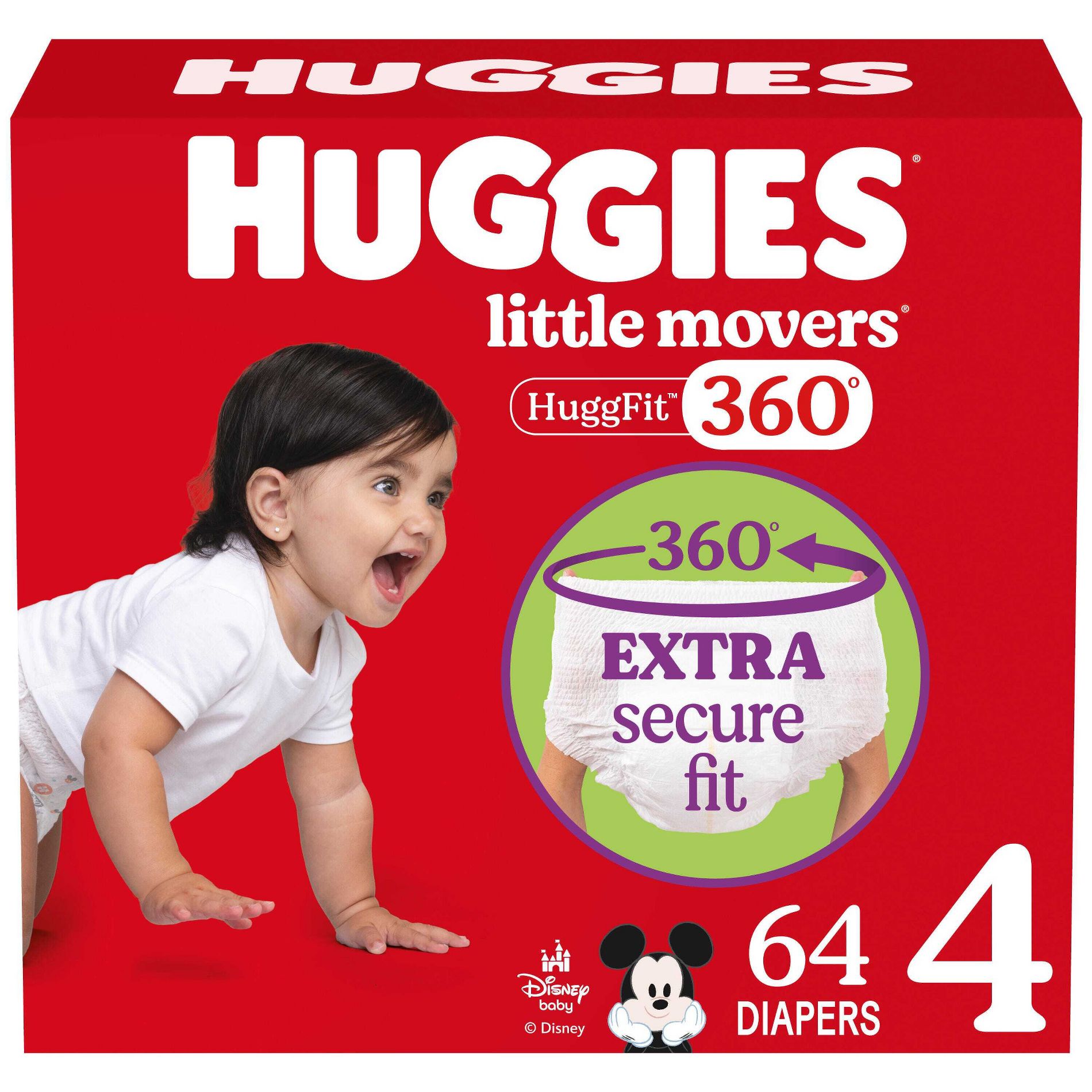 Huggies Little Movers HuggFit 360 Pull On Diapers - Size 4 - 64ct