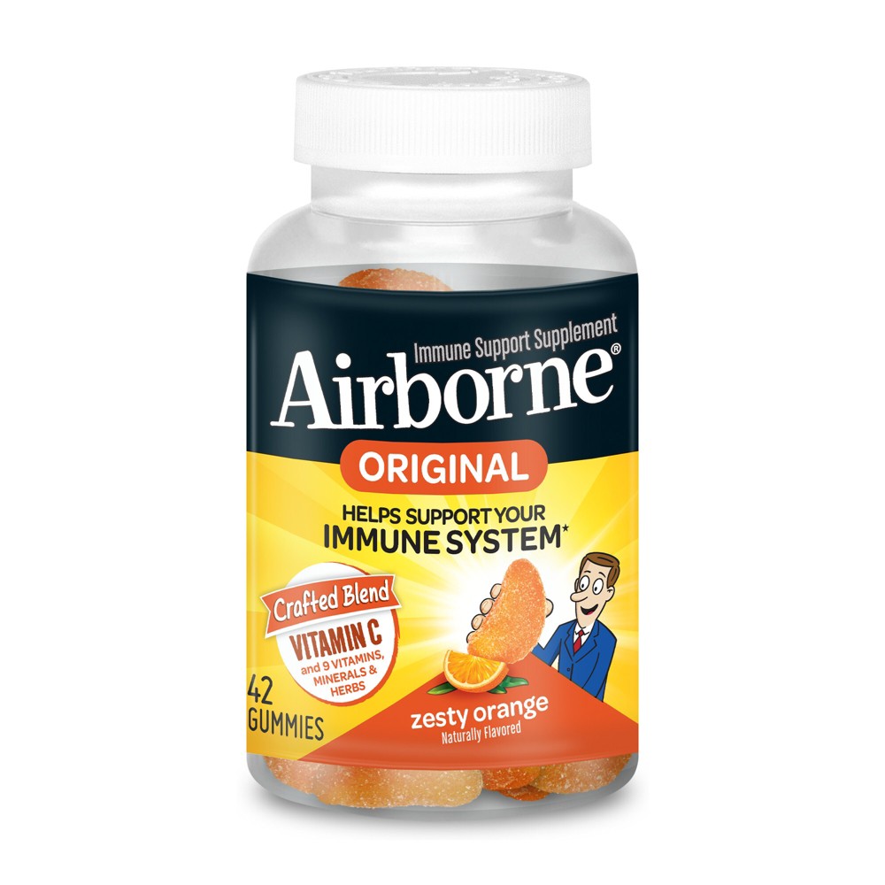 Photos - Vitamins & Minerals Airborne Immune Support Gummies with Vitamin C & Zinc - Orange - 42ct