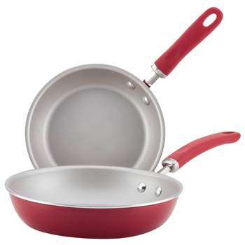 Rachael Ray Create Delicious 2pc Aluminum Nonstick Skillets Red