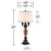Kathy Ireland Mulholland Traditional Table Lamp 37" Tall Bronze Golden Marbleized White Bell Shade for Bedroom Living Room Bedside Office House Home - 4 of 4