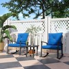 Resenkos 3-Piece Patio Furniture Set,Button Tufted Cushions, Rattan Rocking Chairs, Coffee Table, White - 2 of 4