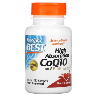 Doctor's Best High Absorption CoQ10 with BioPerine, 100 mg, 120 Softgels, Dietary Supplements