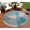 Teal Blue And Gray Geometric Washable Indoor Outdoor Area Rug - 2 of 4