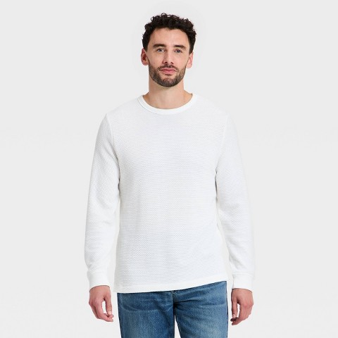 Мужские рубашки Goodfellow & Co Men's Vintage Long Sleeve Texture Crewneck Shirt - Goodfellow & Co™ Cream L