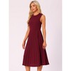 Allegra K Women's Sleeveless Pleated Ruffle Hem Crew Neck Tank Knitted Elegant Midi Dress - 3 of 4