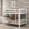 Whisen Twin Over Twin Bunk Bed & Bed Frame with Ladder, Full-length Guardrail, Solid Wood Frame - White - 2 of 4