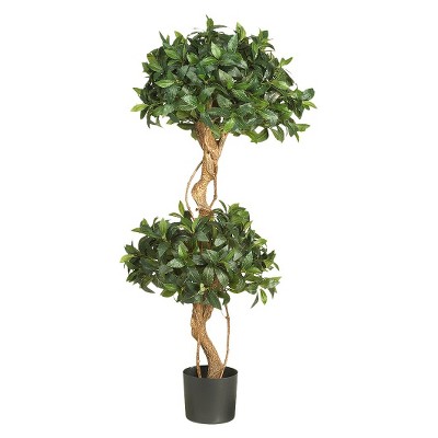 Nearly Natural 4' Sweet Bay Double Ball Topiary Silk Tree