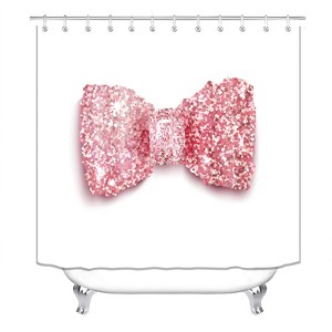 Pink Bow Shower Curtains for Bathroom Waterproof Fabric Bath Curtain Durable Soft Stylish Bathroom Decor 72x72 Inch - 1 of 1