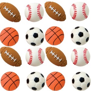 Sports Ball Erasers, Football, Basketball, Soccer, Baseball Theme Ball Shape Erasers, 16 pcs - 1 of 3