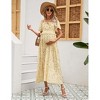 Maternity Square Neck Short Sleeve Dress Summer Smocked Waist Ruffle Boho Maxi Dress Baby Shower Photoshoot - 4 of 4
