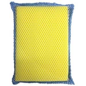 Lola Products Microfiber Terry & Nylon Net Sponge Scrubber Pad, 5 X 3.5 X .625 , Non Scratch 2-Way Cleaning, Gently Scrubs & Wipes Clean, 1 Pack - 1 of 4