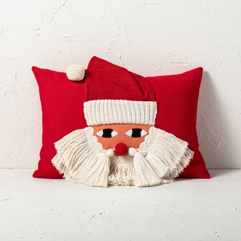 Classic Christmas Santa with Brown Eyes Throw Pillow, 18