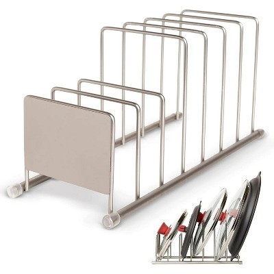LunaLulinlk Lid & Dish Kitchen Rack Organizer 7-Tier Pan Organizer, Satin Nickel
