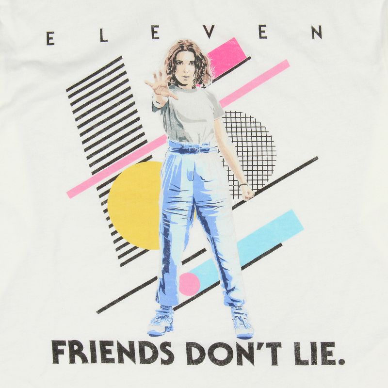 Stranger Things Womens' Eleven Friends Don't Lie Long Sleeve Crop Top Adult, 3 of 5