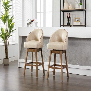 Resenkos Counter Bar Stools, Counter Stool,Bar Stools Set of 2 Counter Height Chairs with Footrest, 360 Degree Swivel,Off-White Beige - 1 of 4