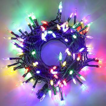 100 Multicolor LED Green Wire String Lights, 8 Modes (T5)