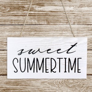 AuldHome Design Sweet Summertime Wood Sign; Summer Rustic Distressed White Wooden Plaque - 1 of 4