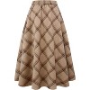 Women's Plaid Wool Skirt - Elastic Waist A-Line Pleated Tartan Long Skirt Long Khaki - 2 of 4