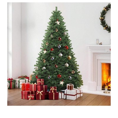 6ft/7.5ft/9ft Green Spruce Artificial Christmas Tree Artificial Pine Tree Metal Hinges, And Foldable Base with 880/2028 Branch Tips